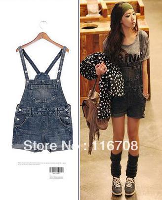 Drop shipping 2013 new arrival women's fashion dark grey casual suspenders denim shorts overalls rompers bd-002