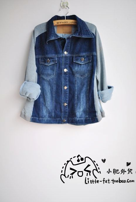 Drop shipping 2013 Patchwork sports paragraph denim jacket 0.56kg -jk