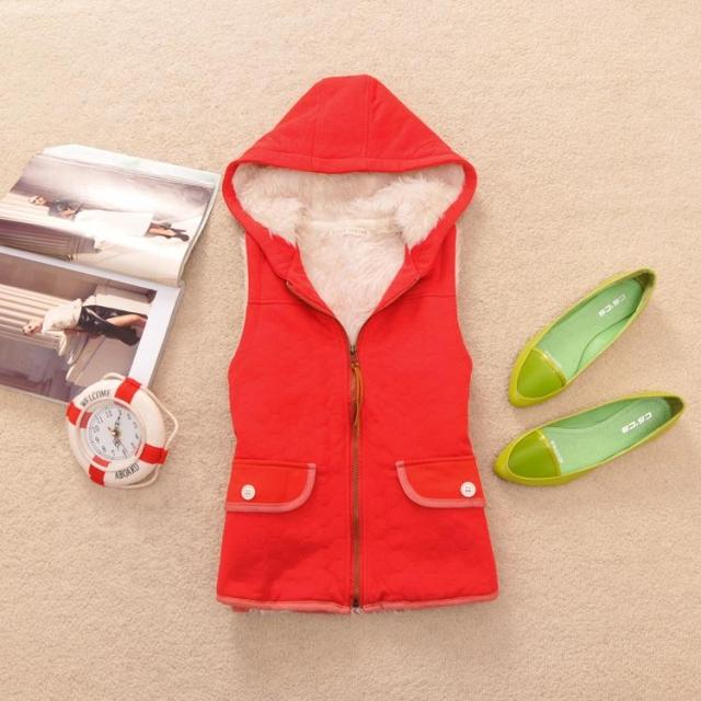 Drop shipping 2013 Spring and autumn female vest casual with a hood slim all-match zipper thickening cotton vest 0.4 -vt