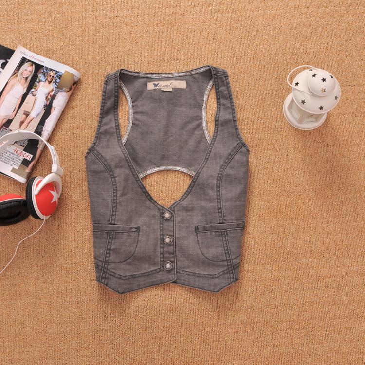 Drop shipping 2013  spring and summer all-match water wash denim vest female vest denim vest female vest -tt