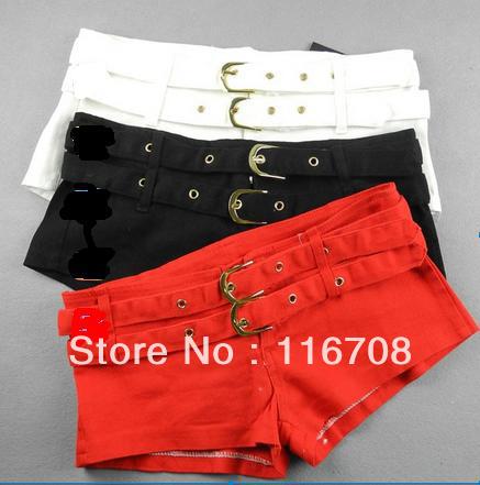 Drop shipping 2013 spring autumn and winter fashion small candy color double belt low-waist slim hip small shorts st-091