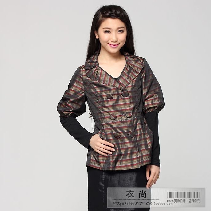 Drop shipping 2013 Spring autumn women's woman plaid outerwear 3676 -jk