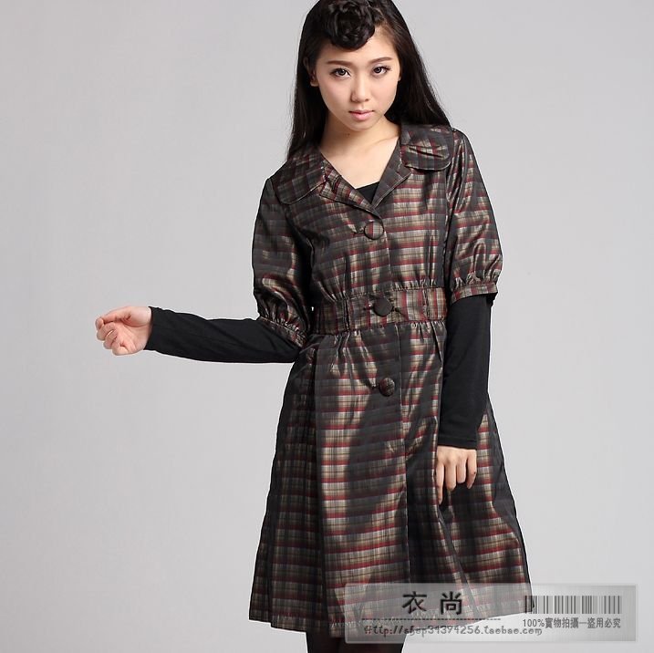 Drop shipping 2013 Spring autumn women's woman plaid trench 3673 -wlk