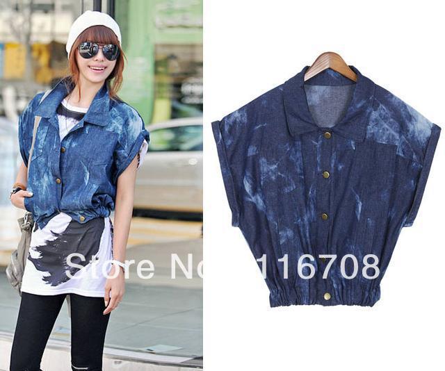 Drop shipping 2013 spring new arrival women's fashion tie-dyeing denim vest jacket vt-039