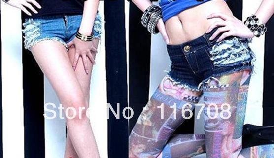 Drop shipping 2013 spring summer new arrival street trend water wash distrressed moben ultra-short denim shorts st-104