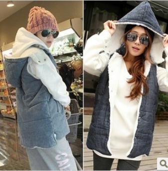 Drop shipping 2013 spring Winter cotton vest long design denim cotton vest cotton vest female vt-052