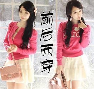 Drop shipping 2013 Submissively  sweet gentlewomen two ways letter love print all-match cardigan coat red -jk