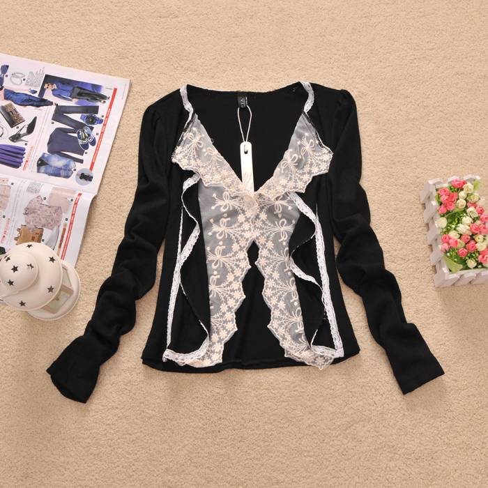 Drop shipping 2013 Thin autumn female sweet lace mercerized cotton cape cardigan coat -wsw