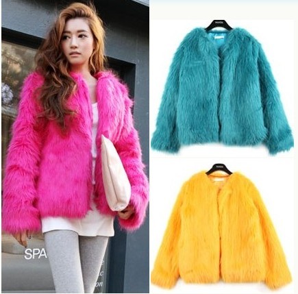 Drop shipping 2013  trend thermal beautiful candy color rabbit fur outerwear long-sleeve short design collarless fur -wjk