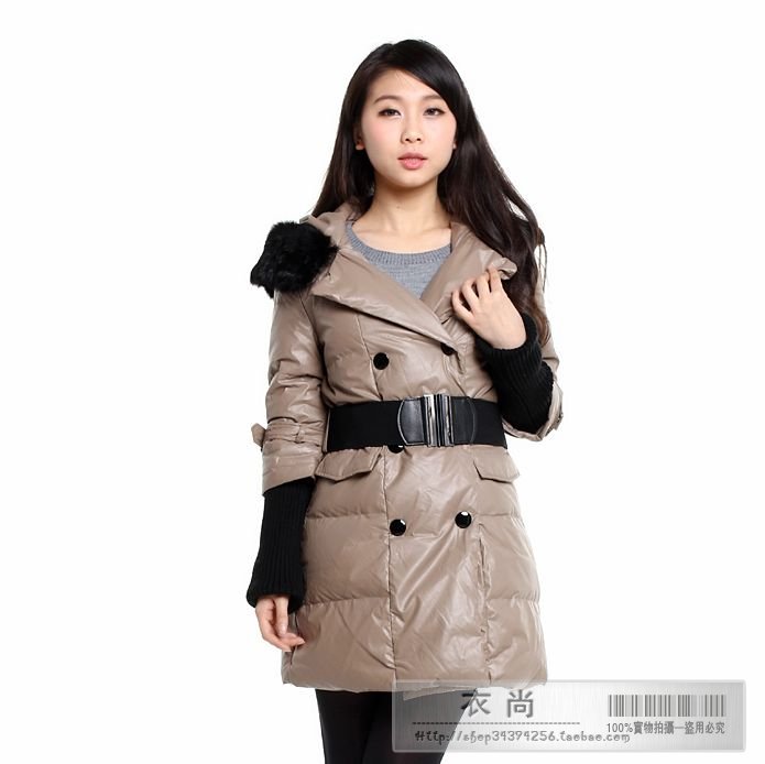 Drop shipping 2013 Winter women's isn't khaki medium-long down coat no belt 4145 -wjk