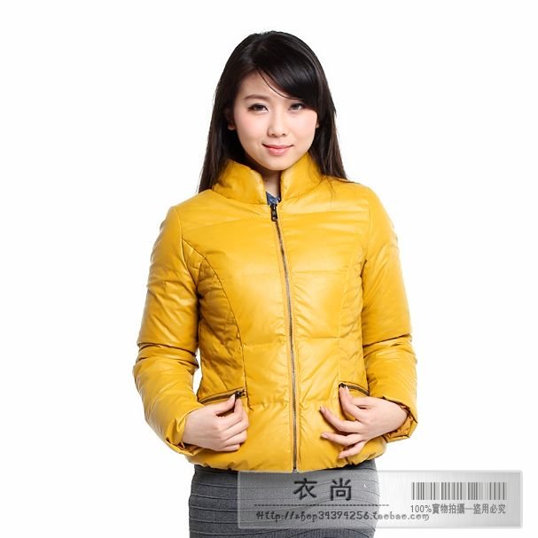 Drop shipping 2013 Winter women's isn't yellow PU short design down coat 4157 -wjk