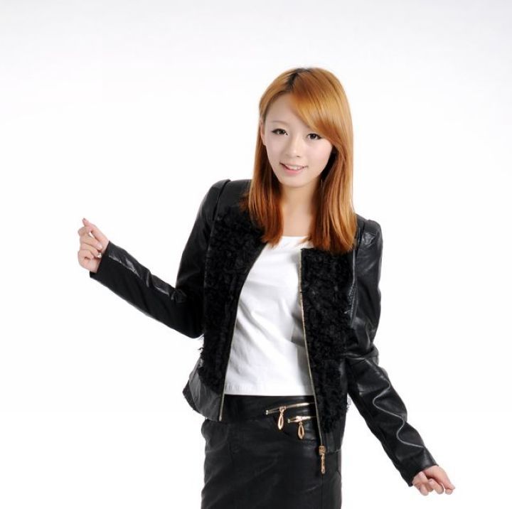 Drop shipping 2013 Women's  spring women fashion leather clothing lace decoration outerwear -jk