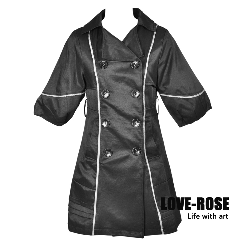 drop shipping 2013 women's top autumn and winter fashion long design half sleeve overcoat trench outerwear