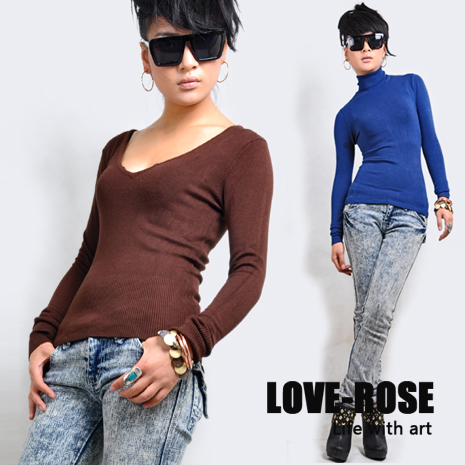 drop shipping 2013 women's top spring and autumn fashion slim elastic long-sleeve sweater basic shirt sweater