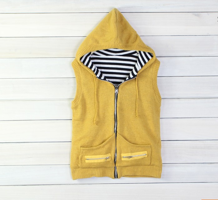 Drop shipping 2013  women's vest all-match with a hood reversible vest yarn vest -vt