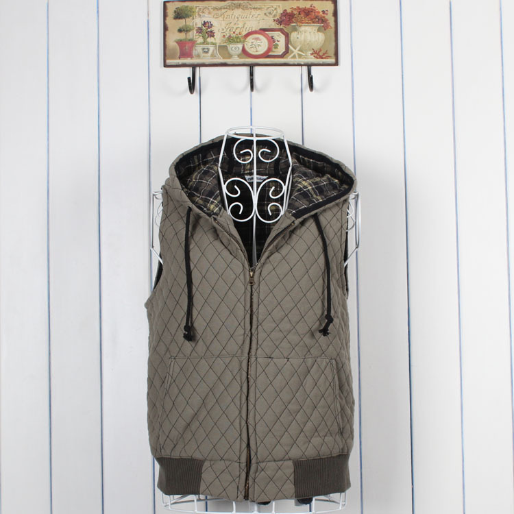 Drop shipping 2013  Women vest with a hood 100% cotton casual zipper type women's vest -vt