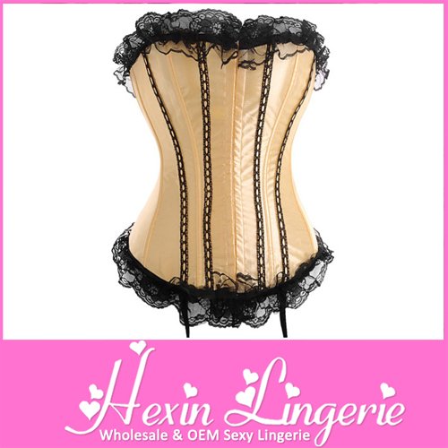 Drop Shipping LB4285 Slim Black bustiers Plus size Gold Lace Brim Magic Lady Cincher Shaper!