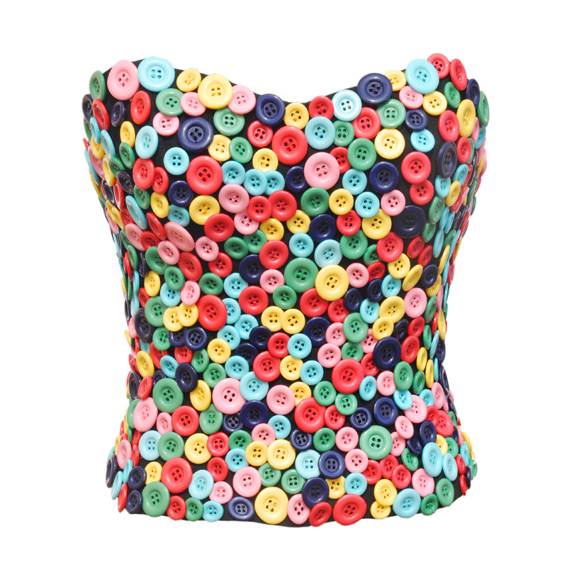 drop shipping Love rose sexy corset candy color women's full multicolour button tube top vest tube top vest