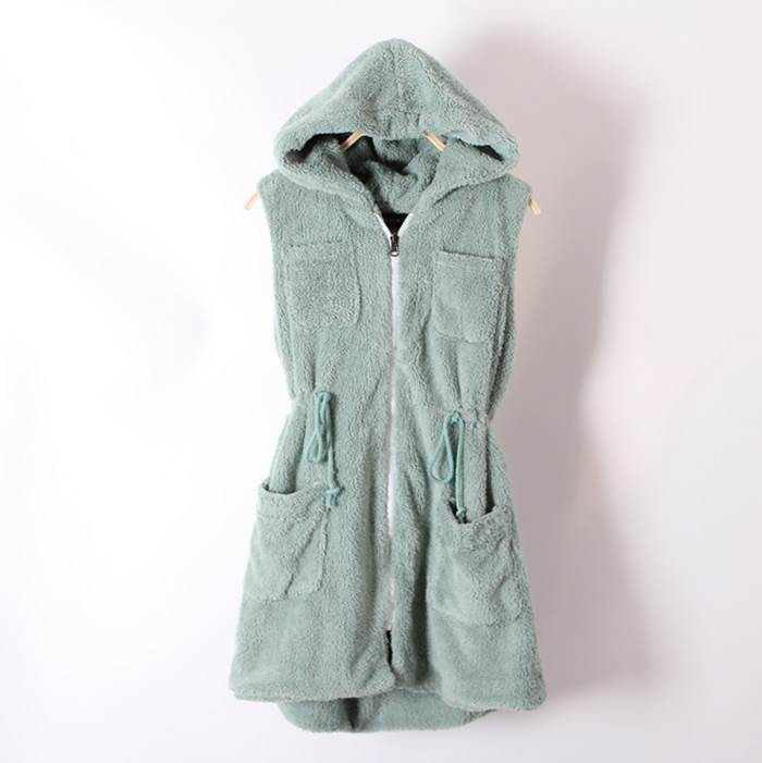 Drop shipping low price of double faced berber fleece with a hood vest female slim waist thermal vest medium-long plus size vt