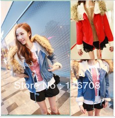 drop shipping new Fashion large plush edge ultra high berber fleece cotton-padded jacket co-038