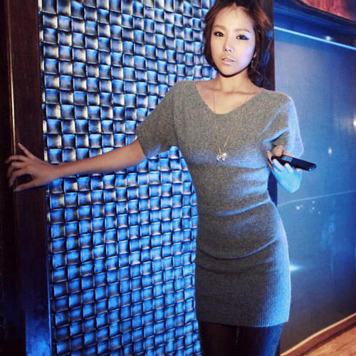 drop shipping Raider r3126 party brief all-match grey elegant sweater one-piece dress 240g