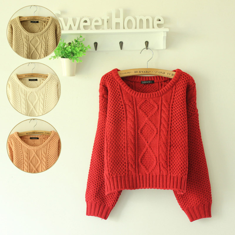 drop shipping Women's vintage batwing loose twist type pullover sweater female batwing sleeve sweater outerwear female