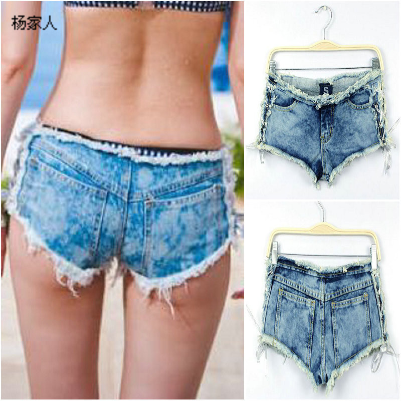 Ds sexy bandage sidepiece ultra-short denim shorts sexy trigonometric jeans