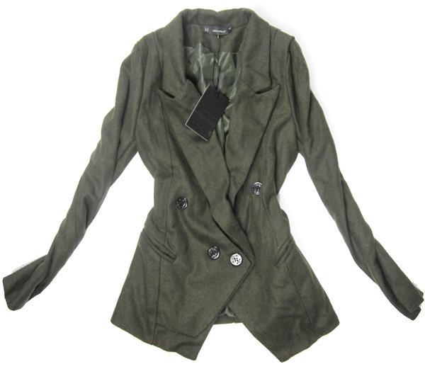 Dsq*Sunnyfair*uared D2 Women Lady Jacket Double Breasted Button Stylish Coat Outwear S/M #611 khaki Green