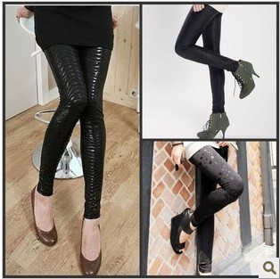 Dull 816 thickening leopard print faux leather legging