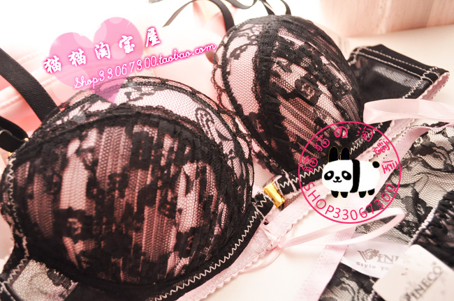 Duomaomao sweet front button push up lace royal single-bra female underwear set