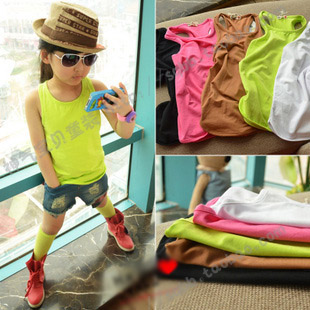 e-home 2012 summer embroidery applique 7 candy color male child girls clothing baby tank tx0012