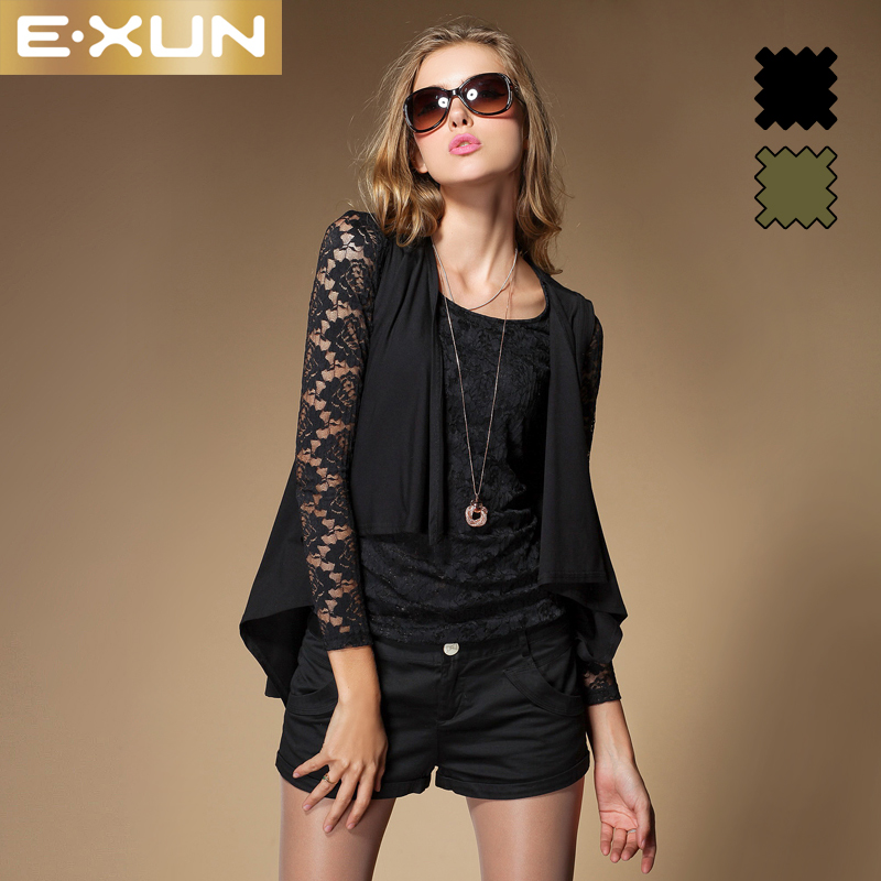 E.xun 2013 spring women's fashion normic bow all-match solid color vest