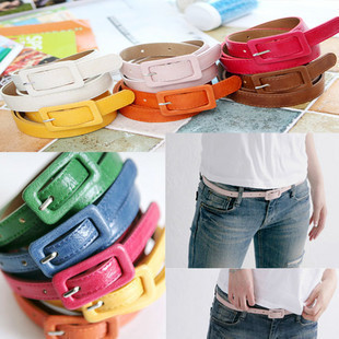 E9430 Wholesale and retail men and women fashion belts, pure color design leather belt, blue purple, yellow brown