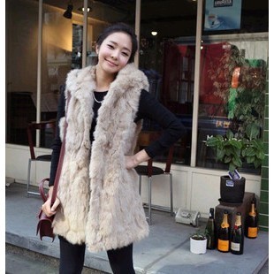 East Knitting 2013 best autumn and winter fashion rabbit fur with a hood vest Free Shipping