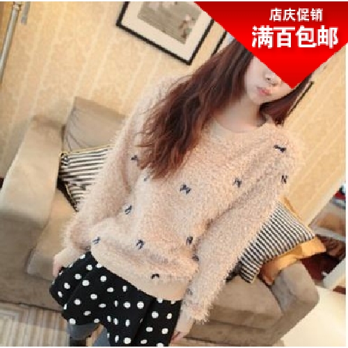 East Knitting 2013 fashion color plush fleece pullover women's top long-sleeve sweater Free shipping