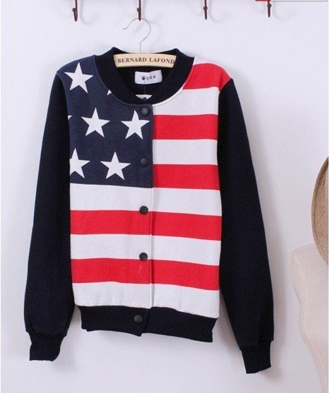 East Knitting AE-005 Women USA flag casual loose Couple Baseball Coat Outwear hoodies Jacket Free Shipping