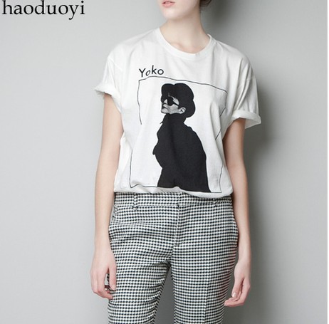 EAST KNITTING BB-099 2013 Women Yoko Ono PrintingPure Cotton FashionCottaTops Free shipping