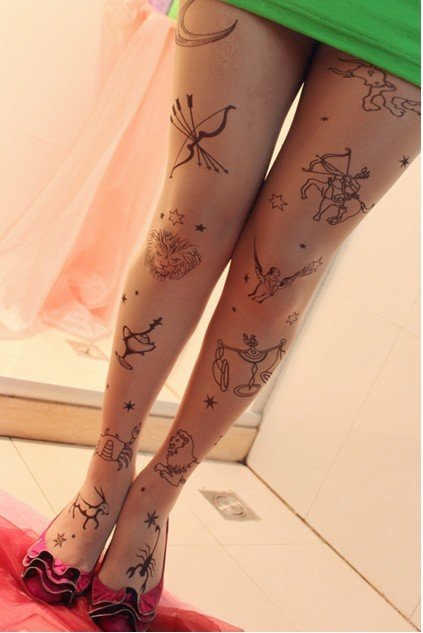 East Knitting CQ-002 2013 Women Fashion Galaxy Star constellation Tattoo Tights 20D Free Shipping