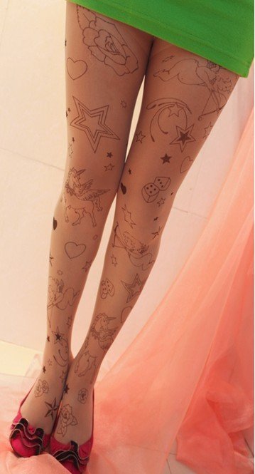 East Knitting CQ-003 2013 Women New Fashion Galaxy Star Tattoo Tights 20D Free Shipping Wholesale