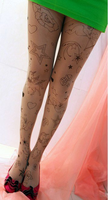 East Knitting CQ-003 Women  new Fashion 2013 Cupid Tattoo Tights Free Shipping&6pc/lot