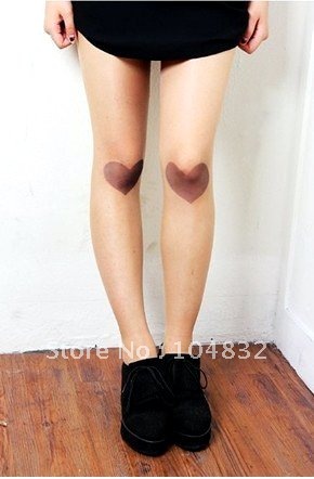 East Knitting CQ-013 Fashion Women Heart Tattoo Tights Hot Sale Wholesale 6pc/lot Free Shipping