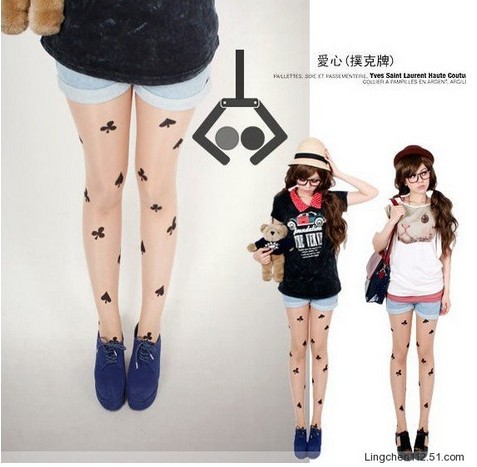 East Knitting CQ-023 2013 Fashions Women Cards Poker Tattoo Tights Free Shipping Wholesale 6pc/lot