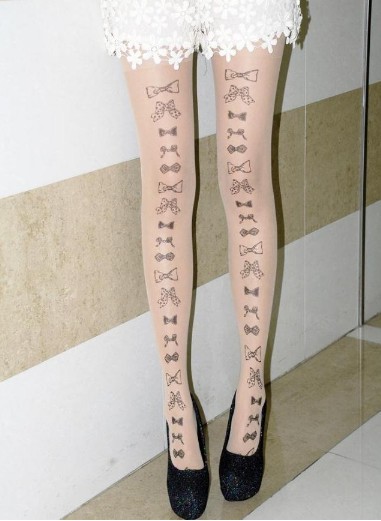 EAST KNITTING DX-004 Bowknot Tattoo Tights 2013 New fashion Free Shipping