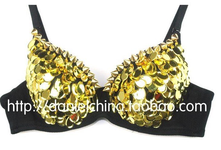 East Knitting FREE SHIPPING BR-023 Lady Party Disco Colorful Stud sequin Shiny Bra Punk Dance Bra Best Quality