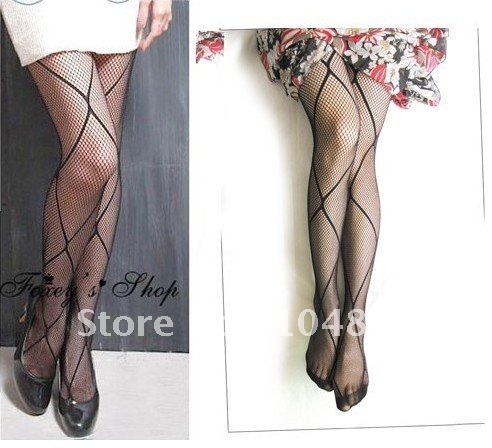 East Knitting FREE SHIPPING W-625 Fashion 2013 New Women Cross Line Fishnet Stockings Hot Sale Wholesale 6pc/lot