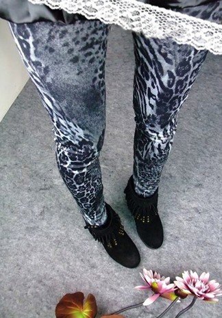 East Knitting FREE SHIPPING+Wholesale 5pc/lot LJ-070 2012 Women Vintage Grey Leopard Skinny Fake Jeans Jeggings