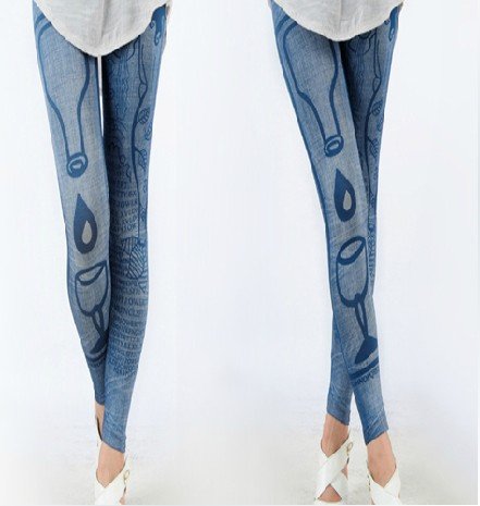 East Knitting FREE SHIPPING+Women Slim Cup tattoo Stretchy Pencil Jeggings/Pants Hot Sale