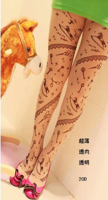 East Knitting HOT SALE CQ-053 Fashion Space Horse galaxy Tattoo/printed Tights Pantyhoses Free Shipping Wholesale 6pc/lot