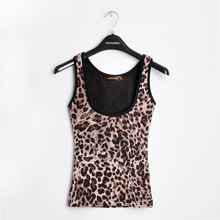 East Knitting Leopard print thickening add velvet body shaping thermal vest bwbx-037 Free Shipping