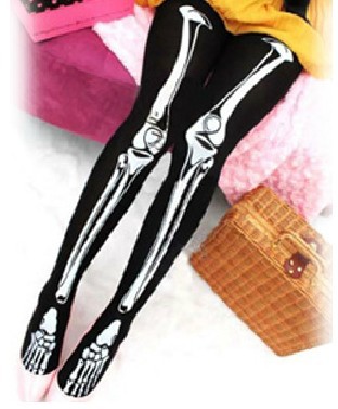 East Knitting LHW-275 ZIPPR/CandyStripper/NADIA/SPANK Bone Leggings,Skull Tights.skeleton leggings FREE SHIPPING